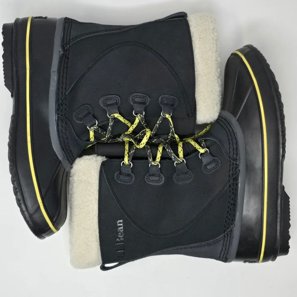 LL Bean Snow Boot Lace-Up Womens 8 Black Insulated Waterproof 284882 ONBJ1 04080